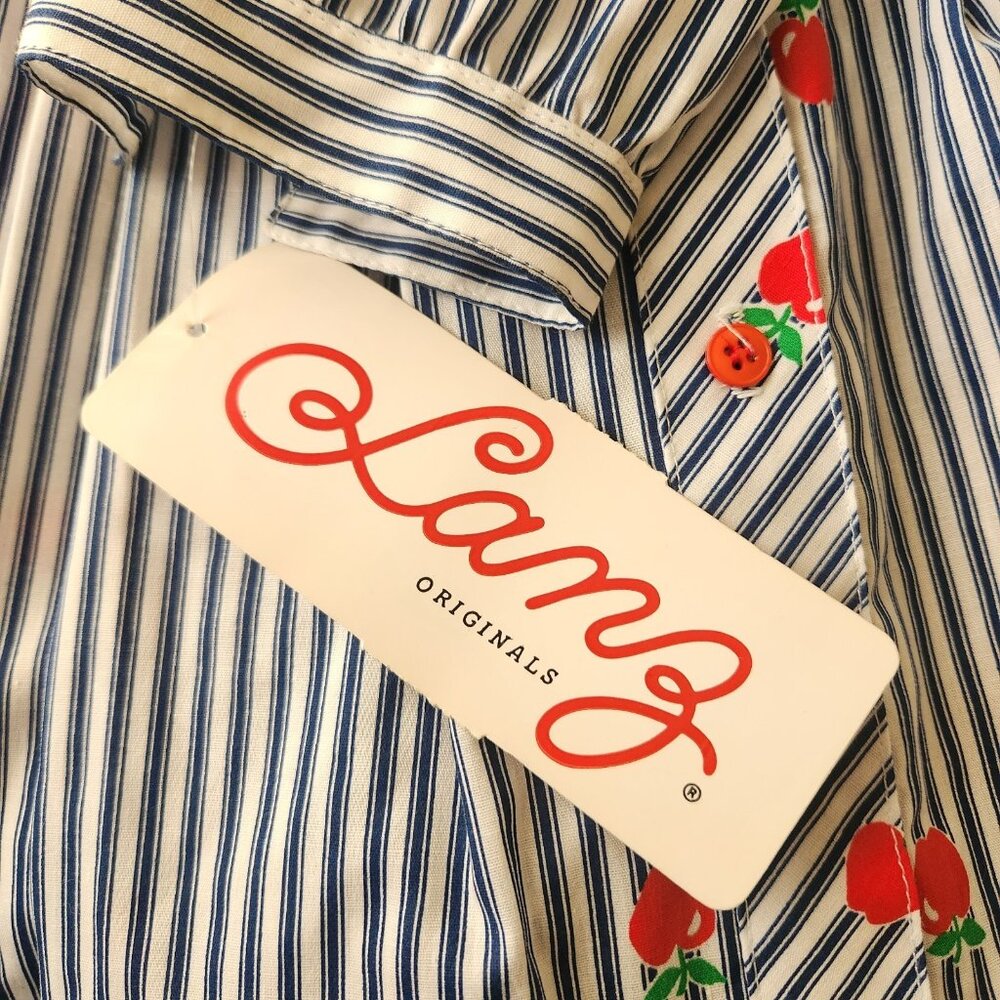 Vintage Lanz 1970s Belted Shirt Dress Teacher Apple Stripes Print Size 11/12 - Picture 10 of 16